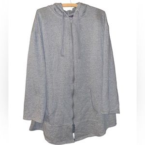 Roaman’s  Heather Gray Shirt-Tail Hem Zip-Up Hoodie - Plus size large